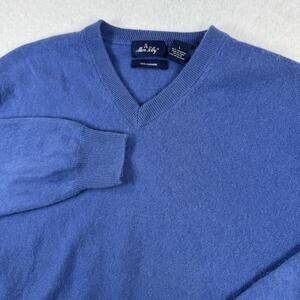 Allen Solly Sweater Mens Size L Blue V-Neck Cashmere Knit Pullover Lightweight